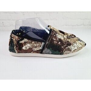 TIOSEBON Women's Camo Sequin Glitter Slip On Flat Shoes - Sz 9 /EU 40